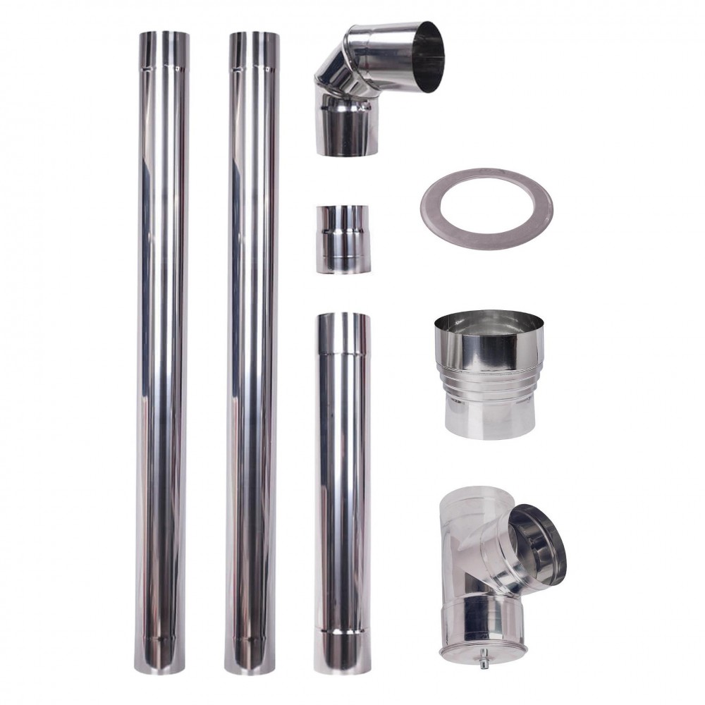Komínová souprava pro peletová kamna, Nerez AISI 304, 80-130mm - 80-150mm | Komínové soupravy | Komíny |