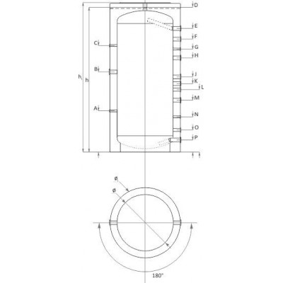 Buffer Tank Sunsystem, Model P 1500, Capacity 1500L, Industrial Vessel - Akumulační nádrže